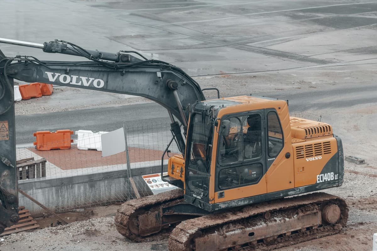 Excavator at an active construction site